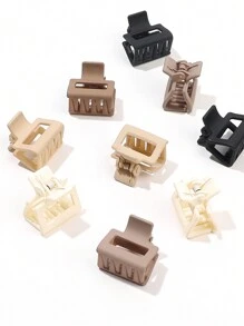 10pcs/Set Mini Matte Beige Hair Claw Clips, Small Square Clips For Daily Hairstyles, /Winter,Hair Accessories,Hair Jaw Clip,Hair Clutch, School Stuff, College