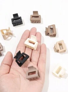 10pcs/Set Mini Matte Beige Hair Claw Clips, Small Square Clips For Daily Hairstyles, /Winter,Hair Accessories,Hair Jaw Clip,Hair Clutch, School Stuff, College