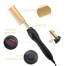 Black Heated Comb, Electric Ceramic Hair Straightener Comb For High Temperature Curly Hair Straight Hair, For Wet/Dry Hair, Beard Comb, Christmas Gift, Holiday Gift, Unisex - US A Type Plug(110-127V) - View 5