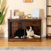 HaluPeit Dog Cage Furniture, Dog Box, 2 Doors, Modern Dog House For Small/Medium/Large Dogs Up To 100 Kg, Side Table, Dog House For Home, 60 X 100 X 68 Cm - 鏽棕色 - 查看 1