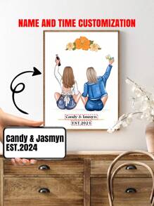 1Pc Custom Canvas Birthday Gift, Friendship Poster, Gift Ideas, Gift For Friend,Personalized Gift, Personalized Wall Art Canvas, No Frame Gifts Graduation