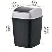 7l Flip Lid Trash Can For Home, Bathroom, Office - Beige - View 2