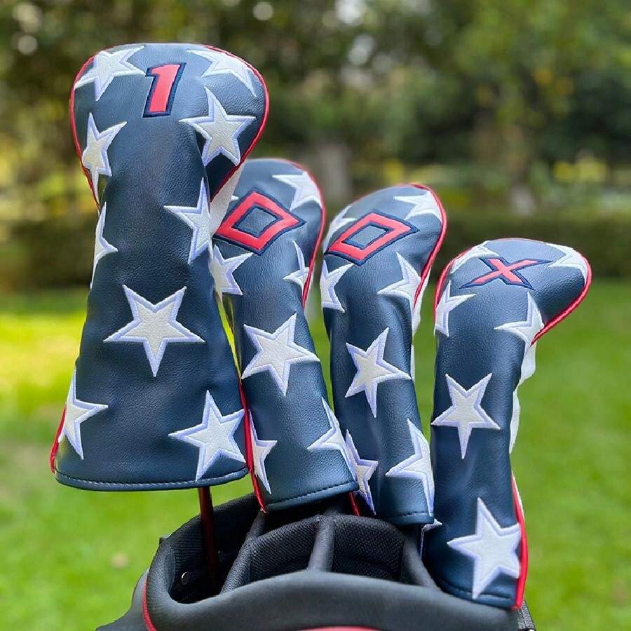 Năm cánh Ngôi sao Câu lạc bộ gôn Đầu Che phủ Đối với Hỗn hợp Tài xế Gỗ Che phủ Golf Phụ kiện Thời trang Giới hạn Phiên bản Với chất liệu da PU Không thấm nước Và Bền chặt - Màu xanh lam - Xem 1