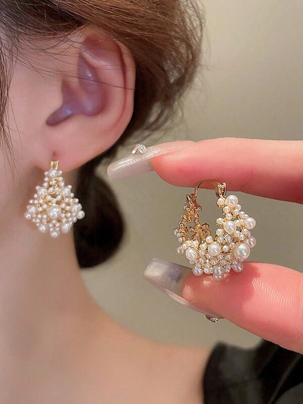 Andkiss زوج من الأقراط الحلقية المجوفة المطليه بالذهب عيار 14 كريات