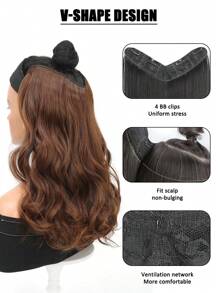 1 pieza Extensiones de cabello con 4 clips, extensiones de cabello ondulado de 16, 20, 24 pulgadas, extensiones de cabello sintético V, adecuadas para varias ocasiones como festivales de música, fiestas, cosplay, vacaciones y todas las estaciones - Light Brown - Ver 7