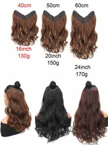 1 pieza Extensiones de cabello con 4 clips, extensiones de cabello ondulado de 16, 20, 24 pulgadas, extensiones de cabello sintético V, adecuadas para varias ocasiones como festivales de música, fiestas, cosplay, vacaciones y todas las estaciones - Light Brown - Ver 4