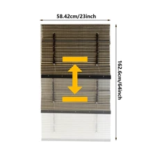 一套罗马式窗帘，带条纹拼接遮阳帘，23-64英寸可伸缩防水防潮竹帘，实用美观