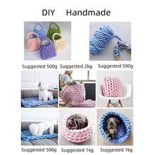 1入組手編毛毯枕頭毛線DIY，粗毛線手臂編織，適用於袋子的柔軟毛線，手工毛毯專用厚毛線，枕頭DIY家居裝飾 - 白色 - 查看 11