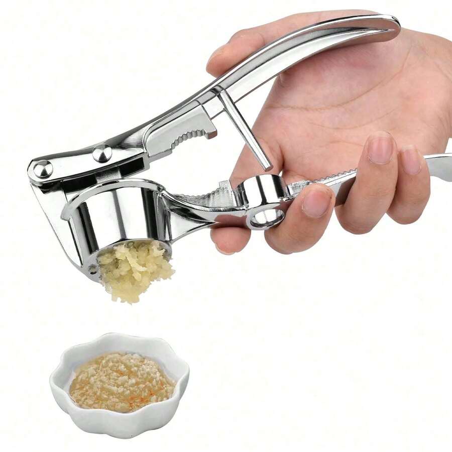 Prensa de Ajo, Exprimidor Manual de Ajos en Acero Inoxidable, para Cocina en el Hogar - Plateado - Ver 1