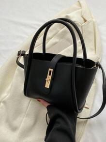 Nueva Bolsa De Mano Para Madre De Moda En Sólido Color De Pu Versátil Con Bolso Pequeño Para Monedas Para Llevar Al Hombro