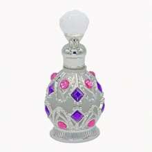 1個15ml復古精油香水瓶,女士禮物,阿拉伯精油分配瓶,復古精油香水瓶,女士禮物,旅行,情人節（不含香水,只有空瓶）閃閃發光的優雅豪華鑽石旅行瓶 - 銀色 - 查看 2