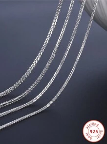 925 純銀項鍊女/男，無吊墜，毛衣粗電纜鏈，鎖骨長度，簡單銀鍊