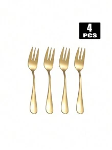 2/4/6/12pcs Stainless Steel Dessert And Fruit Forks For Home, Cafe, And Festive Gifts,Kitchen,Christmas Gift,School Supplies - Gold - View 6