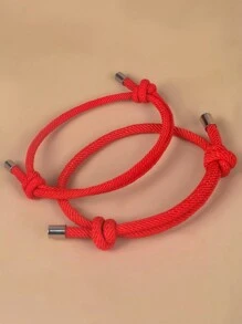 2 件裝時尚情侶手鍊創意男女簡約手鍊,適合日常配戴 - 卡其色 - 查看 3