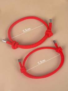 2 件裝時尚情侶手鍊創意男女簡約手鍊,適合日常配戴 - 卡其色 - 查看 5