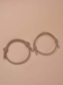 2 件裝時尚情侶手鍊創意男女簡約手鍊,適合日常配戴 - 卡其色 - 查看 11