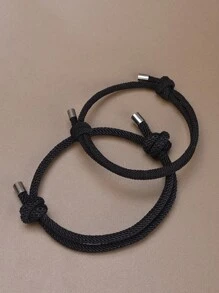 2 件裝時尚情侶手鍊創意男女簡約手鍊,適合日常配戴 - 卡其色 - 查看 8