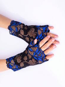 1 đôi găng tay ren hở ngón cho nữ, găng tay lưới thoáng khí nhiều màu sắc kiểu thủy thủ, viền hoa gợi cảm, thích hợp cho lái xe, đi xe máy, đám cưới vào mùa xuân/hè. - găng tay nửa ngón - Xem 9