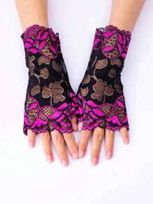 1 đôi găng tay ren hở ngón cho nữ, găng tay lưới thoáng khí nhiều màu sắc kiểu thủy thủ, viền hoa gợi cảm, thích hợp cho lái xe, đi xe máy, đám cưới vào mùa xuân/hè. - găng tay nửa ngón - Xem 5