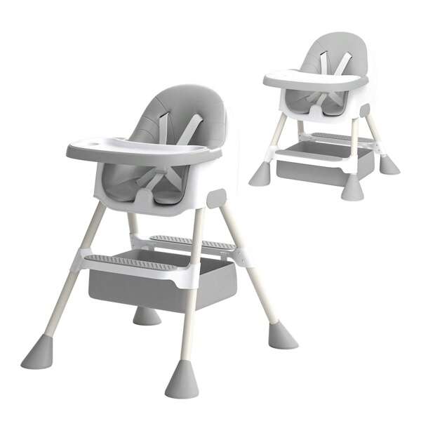 UBRAVOO Cadeira alta para bebés UBRAVOO 6 meses Plus, cadeira alta 2 em 1 para bebés e crianças pequenas com apoio para os pés, tabuleiro duplo amovível, cadeira alta de alimentação fácil de limpar para rapazes e raparigas