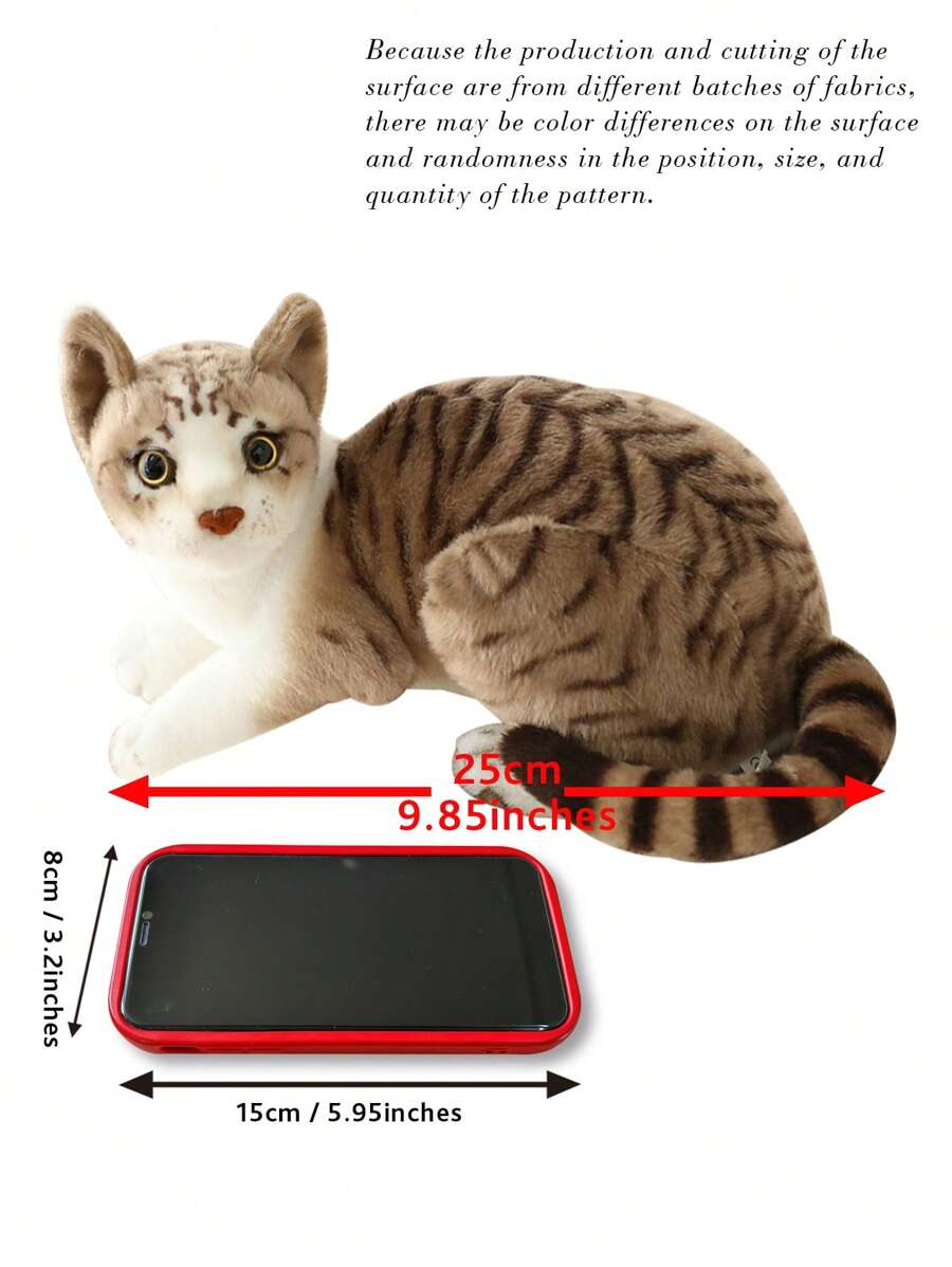 1入組25cm真實般的暹羅貓/灰貓/橘貓絨毛玩具填充式模擬動物娃娃,寵物玩具送給兒童和嬰兒的禮物 - 深灰色 - 查看 1