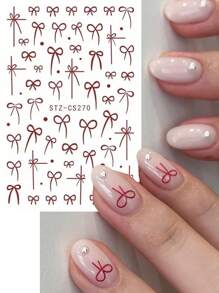 2入組黑紅結鈴貼片式指甲藝術貼紙，韓式美甲裝飾DIY - 彩色 - 查看 5