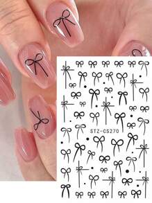 2入組黑紅結鈴貼片式指甲藝術貼紙，韓式美甲裝飾DIY - 彩色 - 查看 3