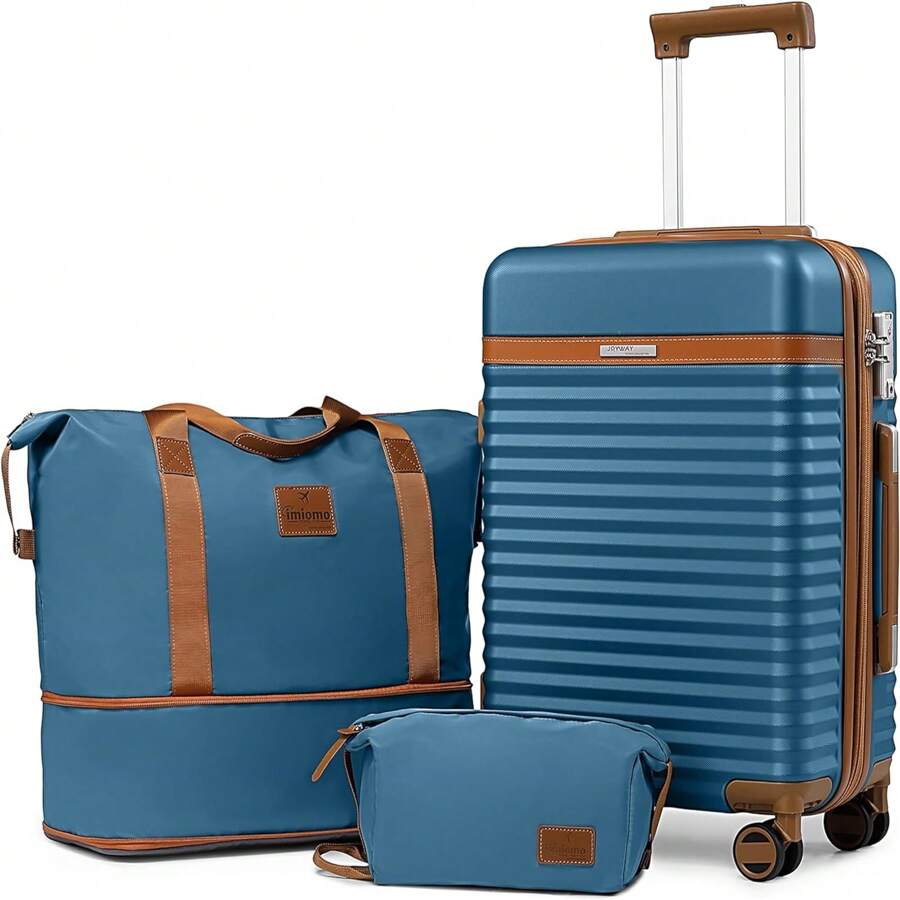 Joyway Luggage 20 Inch Carry On Luggage Sets, Expandable Suitcase Set With Spinner Wheel And TSA Lock, Hard Shell 3 Piece Luggage Sets For Travel - 藍色 - 查看 1