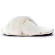 Women's Slippers Cross Band Soft Plush Furry Open Toe House Shoes Indoor Warm Comfy Cozy Bedroom Flats Slide - 白色 - 查看 5