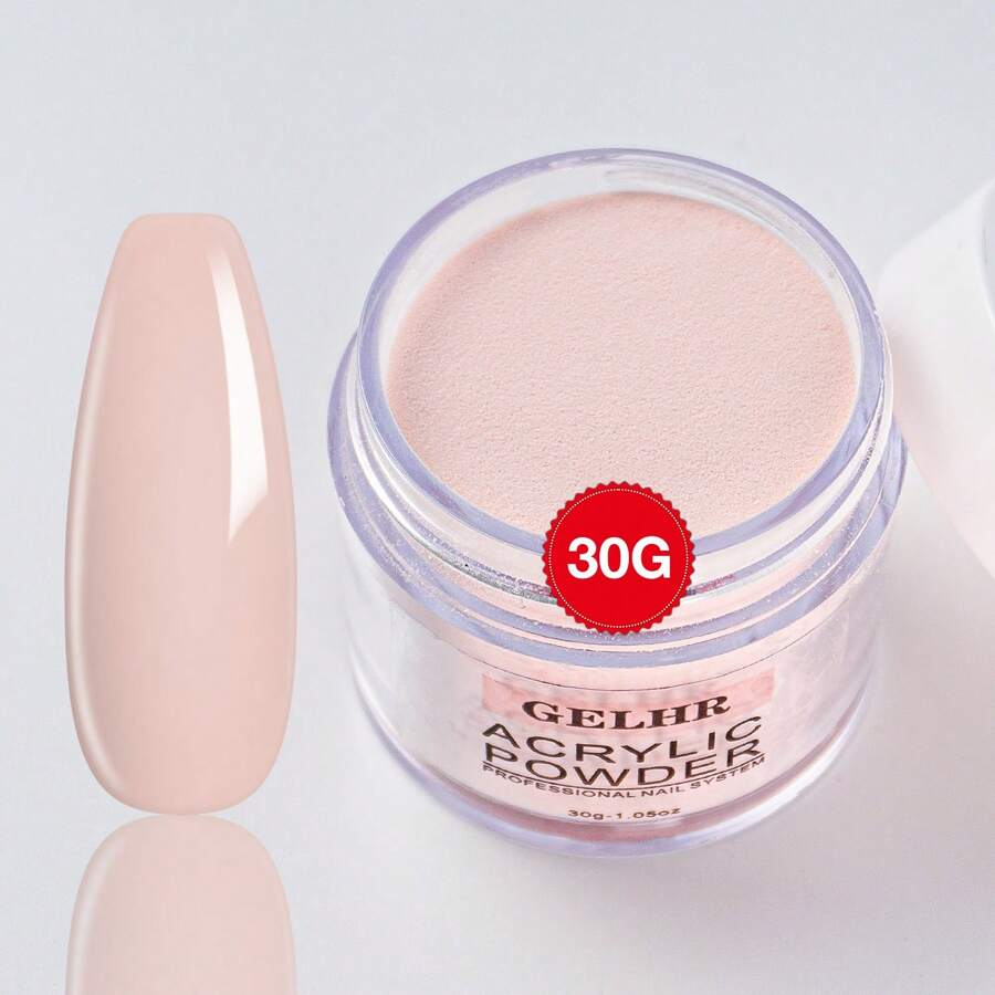 GELHR粉色（自然/裸色，粉紅色，薄紗）-持久的壓克力粉-30克專業彩色壓克力指甲粉，適用於壓克力指甲延伸，3D指甲藝術壓克力聚合物粉，無需指甲燈，適用於家庭美甲沙龍DIY指甲裝飾品，指甲寶石，指甲用品