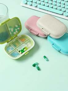 A Solid Color Plastic Double-Layer 8-Cell Convenient Moisture-Proof Small Pill Box Is Suitable For Packaging For A Week, Which Is Conducive To Traveling With Small Pill Boxes - Beige - View 5