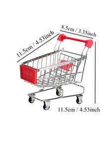 1個創意迷你購物車,金屬迷你購物車,手工藝品擺件,迷你推車,桌面擺件,文具收納 - 紅色 - 查看 3