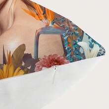 1 件聚酯纖維 45*45 公分/17.7*17.7 吋花卉美麗圖案數位印花裝飾枕套適合客廳、臥室、沙發。隱形拉鍊,方形,不含枕芯