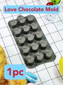 1入組15洞禮物盒心和玫瑰形狀巧克力模具帶簡單釋放矽膠軟糖和甜品模具適用於情人節,烘烤,DIY,慕斯,糖果製作 - 咖啡棕 - 查看 4