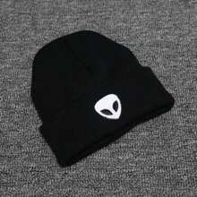 Gorro Unisex Bordado de Punto Dibujos animados Alien Extraterreste Marciano - negro/claro - Ver 1
