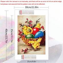 1入組鑽石畫復活節裝飾，2024年新品鑽石刺繡兔子全方位馬賽克鵝蛋動物手工愛好 - 杏色 - 查看 2