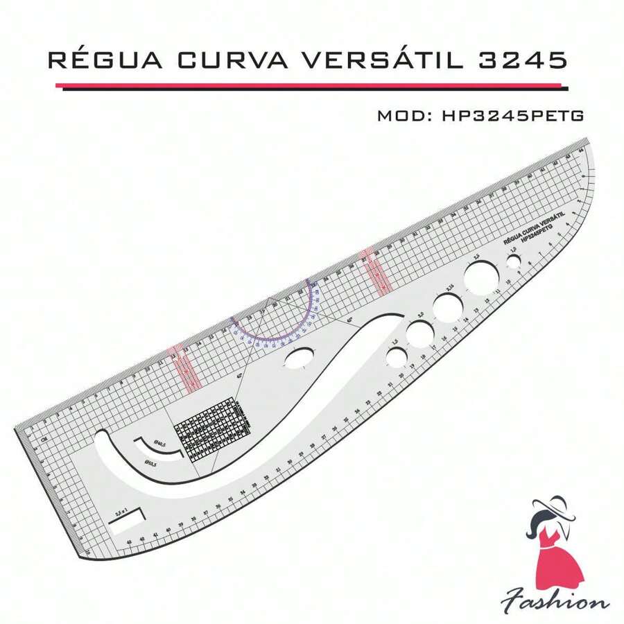Régua Versátil Esquadro Patchwork Costura Modelista 3245 pet - Transparente - Visão 1