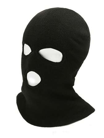 1pc Men's Open Eye Hole Knitted Beanie Hat, Winter Windproof Warm Funny Design Cap For Students