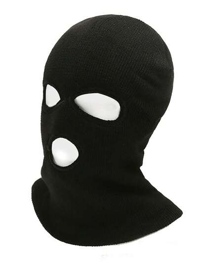 1頂男式開眼孔針織帽子,冬季防風保暖有趣圖案設計帽子,適合學生