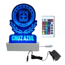 Lámpara de Equipo Cruz Azul Futbol 3D Multicolor con Control de Acrílico - Blanco - Ver 1