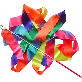 1pc 2m Colorful Gradient Rhythmic Gymnastics Silk Dance Ribbon Set For Dance & Gymnastics Performance
