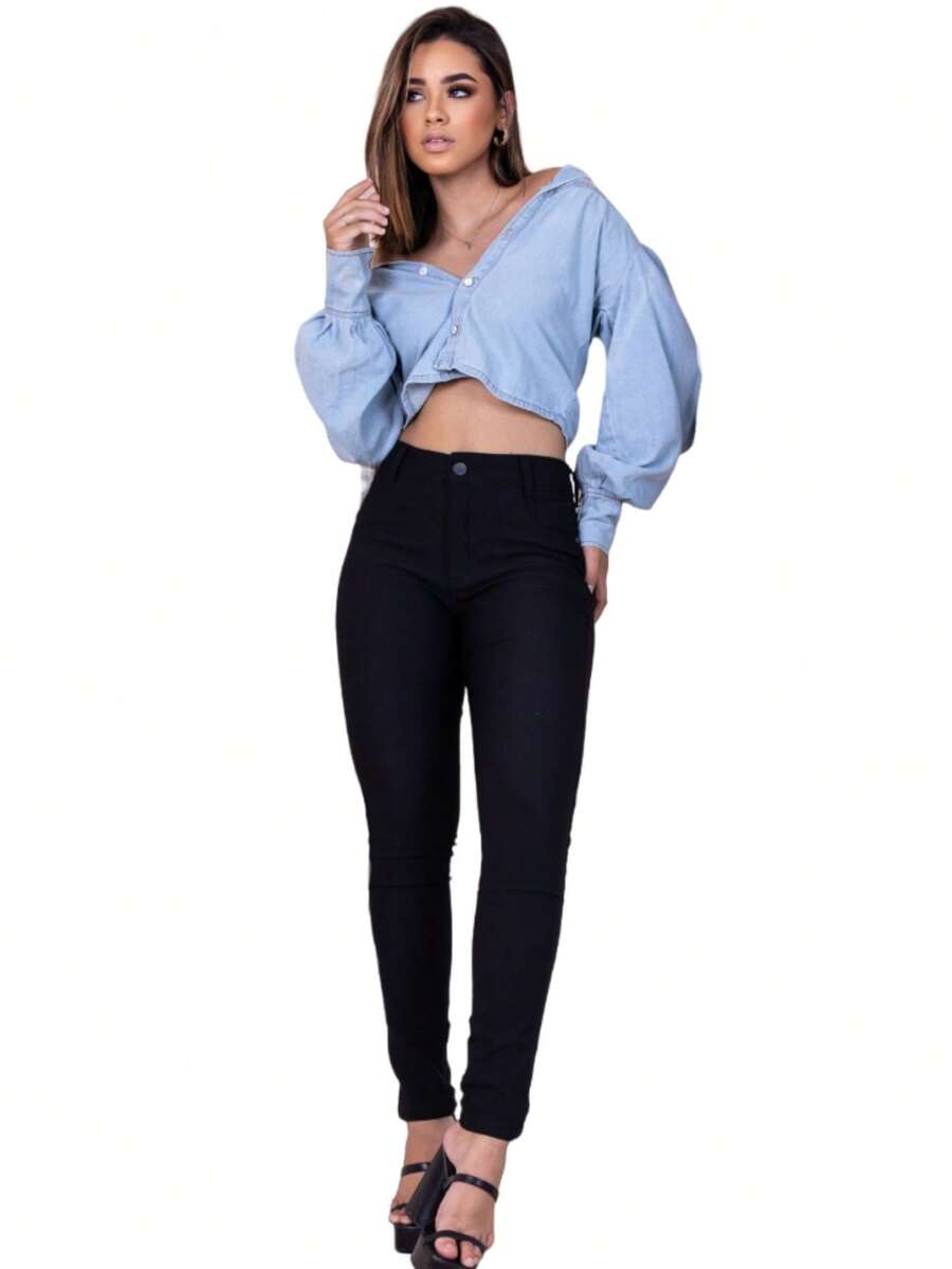 Women Jeans - 黑色 - 查看 1