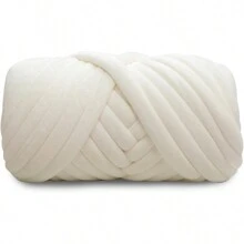 1入組手編毛毯枕頭毛線DIY，粗毛線手臂編織，適用於袋子的柔軟毛線，手工毛毯專用厚毛線，枕頭DIY家居裝飾 - 白色 - 查看 1