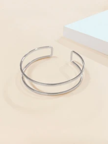 1個簡約情侶手鐲,極簡風紋章手臂飾品,適用於夏季配件 - 銀色 - 查看 2