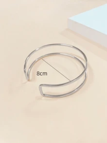 1個簡約情侶手鐲,極簡風紋章手臂飾品,適用於夏季配件 - 銀色 - 查看 4
