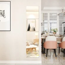 4 件/套現代風格,方形裝飾鏡貼,可拆自黏壓克力鏡子牆貼,牆壁藝術,牆貼,家居裝飾,臥室配件,房間裝飾,尺寸：25x25 公分（9.84x9.84 英吋） - 銀色 - 查看 4