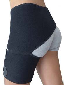 1pc Hip Joint Protection Strap For Groin Muscle Strain And Injury Black Unisex Sports Fitness Compression Leg, Knee, Waist Protector With Left And Right Optional - Black - View 1