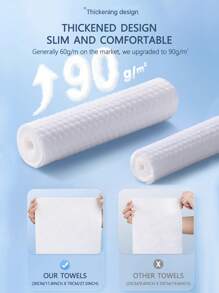 2入組一次性毛巾，旅行露營毛巾，方便攜帶柔軟毛巾適用於旅館浴室水療旅遊，強力吸水 - 白色 - 查看 2