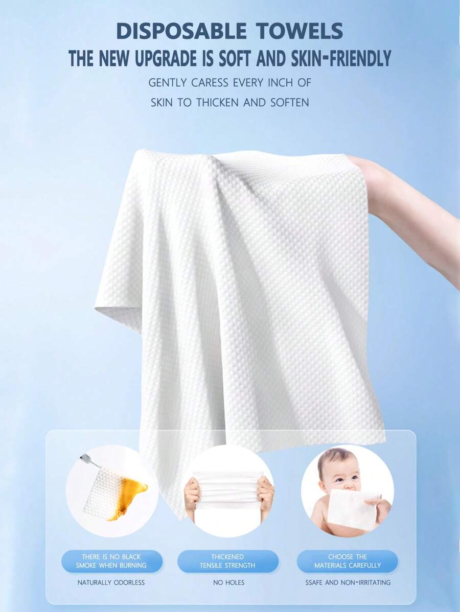 2入組一次性毛巾，旅行露營毛巾，方便攜帶柔軟毛巾適用於旅館浴室水療旅遊，強力吸水 - 白色 - 查看 1