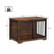 HaluPeit Dog Cage Furniture, Dog Box, 2 Doors, Modern Dog House For Small/Medium/Large Dogs Up To 100 Kg, Side Table, Dog House For Home, 60 X 100 X 68 Cm - 鏽棕色 - 查看 7